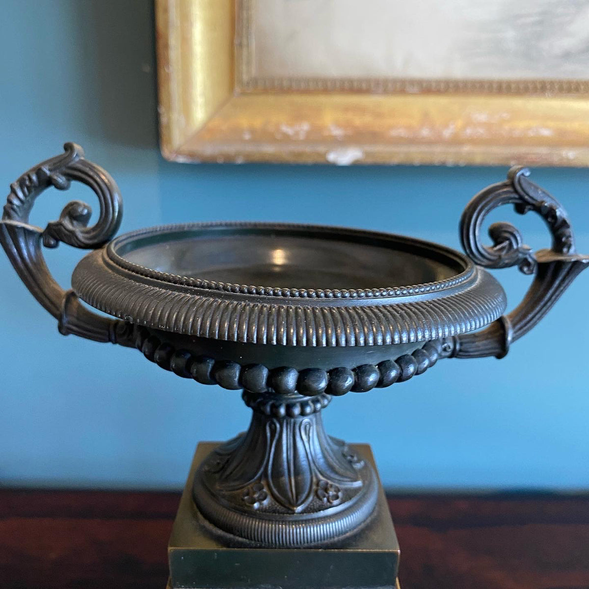 A Pair of Louis Philippe Patinated Bronze and Marble Urns