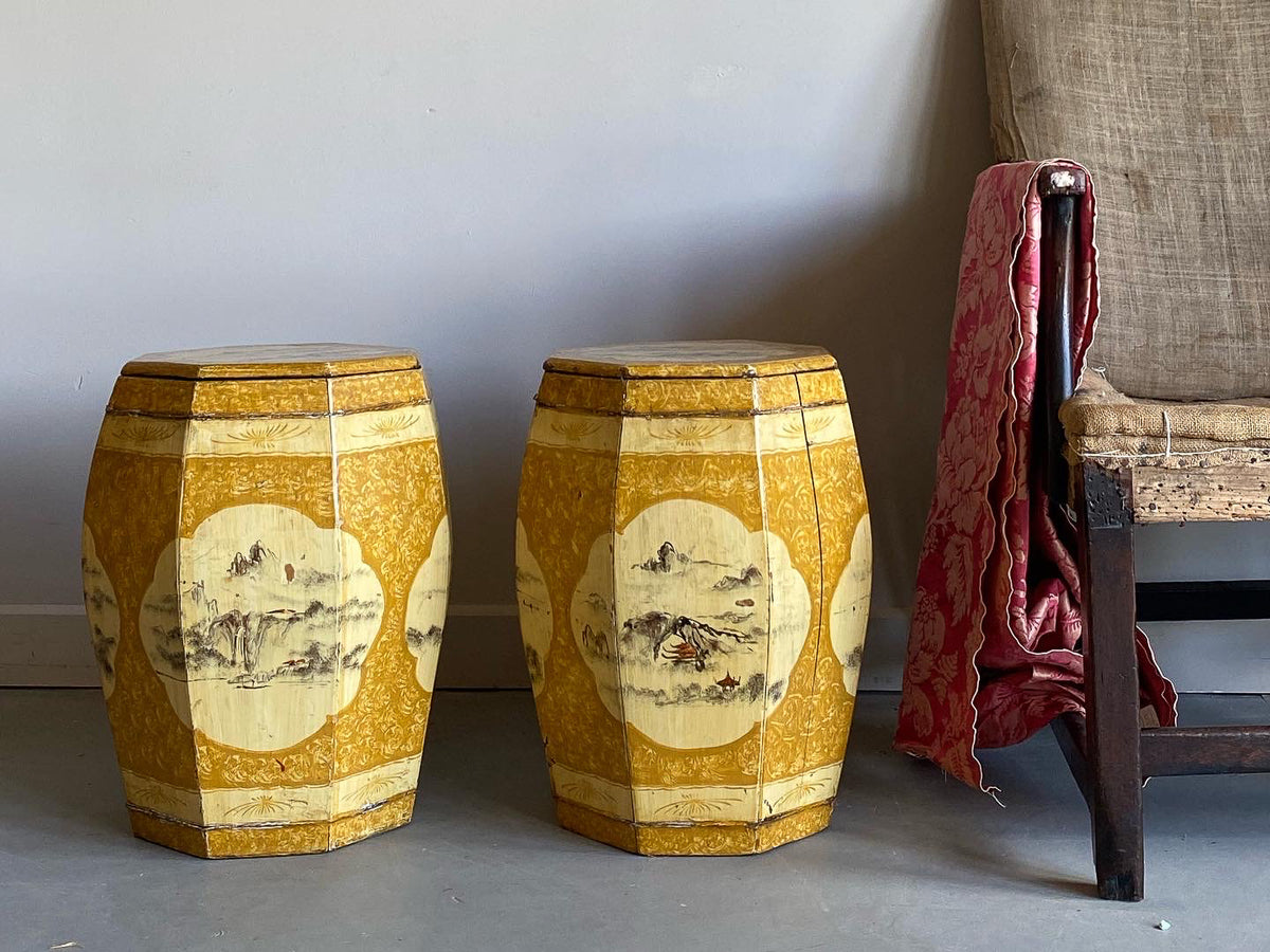 A Pair of Chinoiserie Painted Low Tables