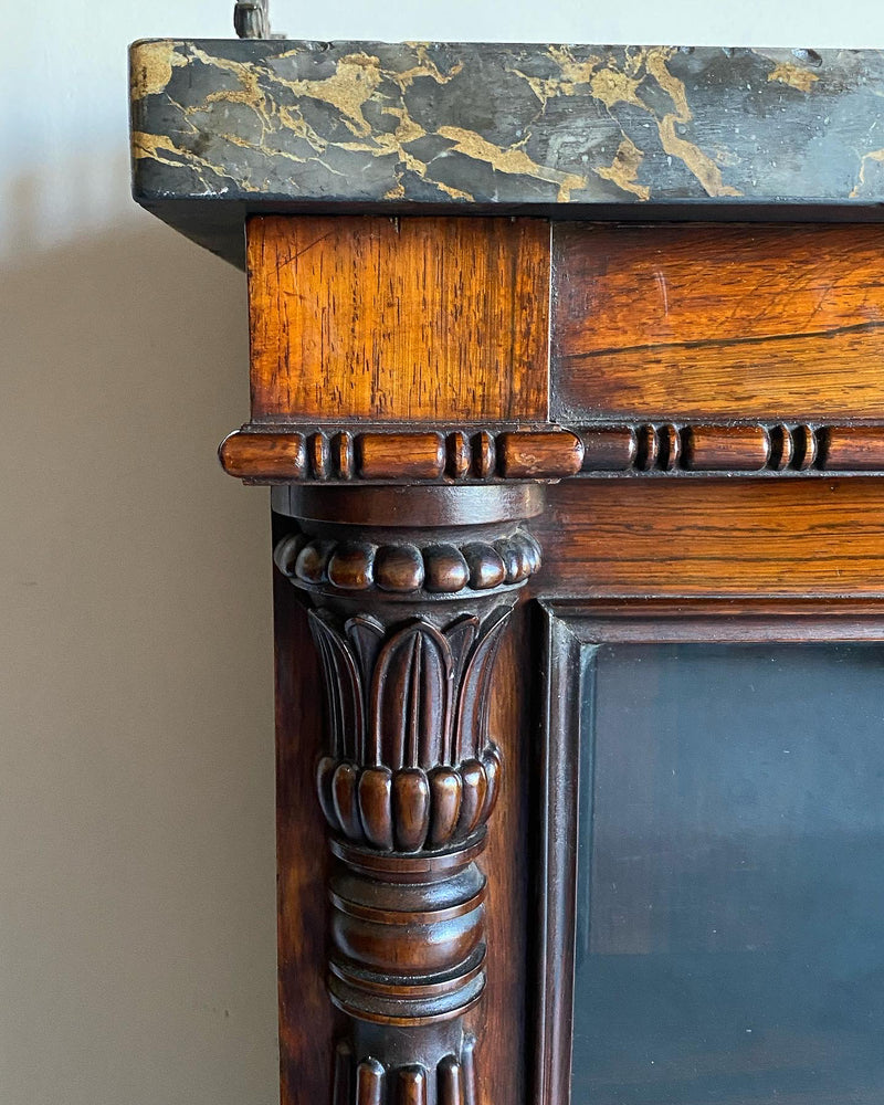 A Regency Rosewood Side Cabinet with Marble and Ormolu Top