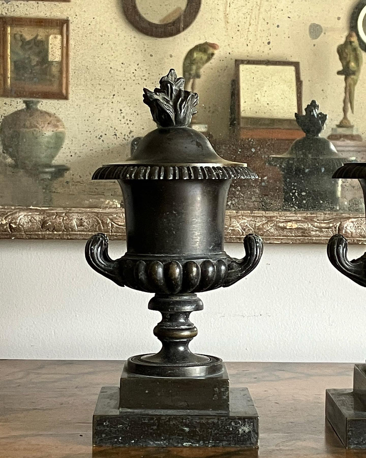 A Pair of Early 19th Century Bronze Cassolettes