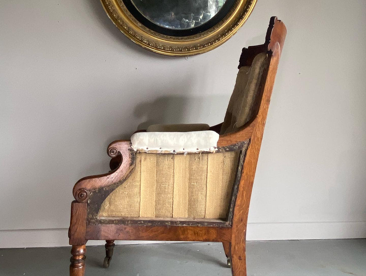 A George IV Oak and Burr Oak Library Chair