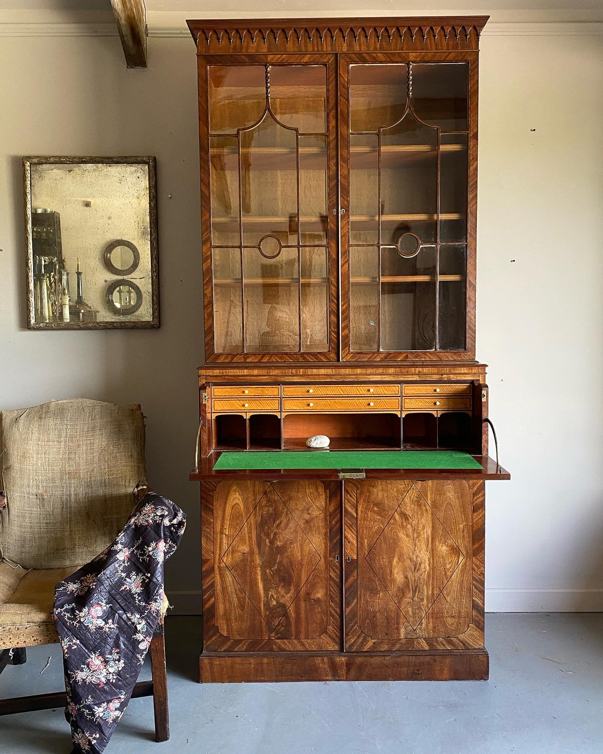 A George III Mahogany Secrétaire Bookcase