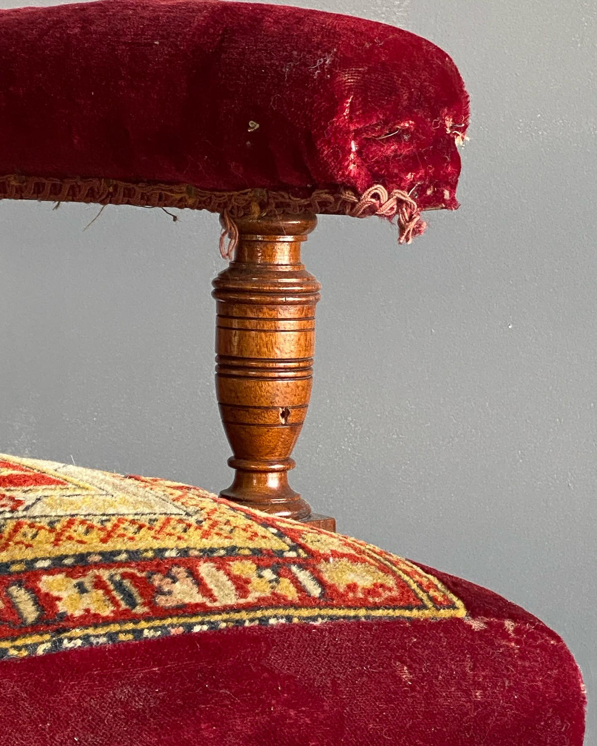 Late 19th Century Carpet Upholstered Open Armchair