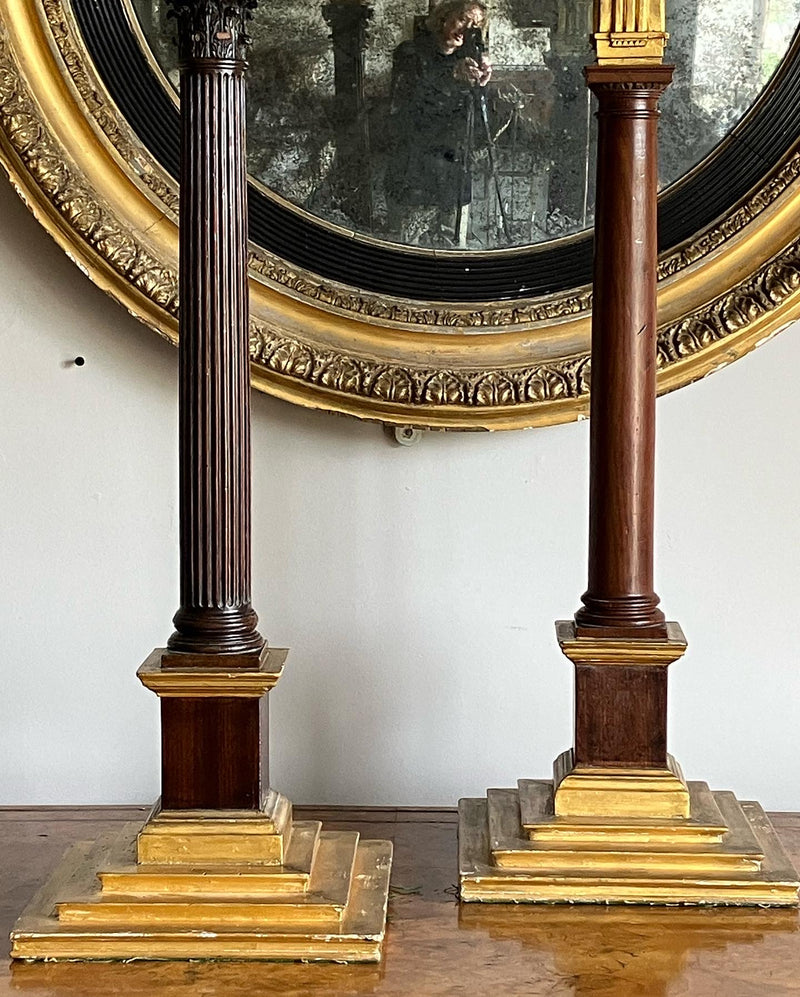 Large 19th Century Masonic Column Lamps