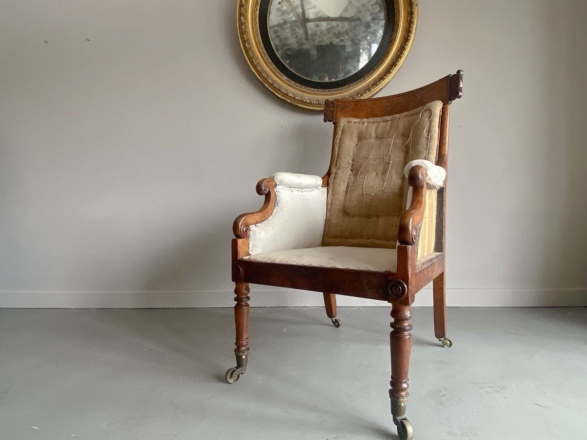 A George IV Oak and Burr Oak Library Chair