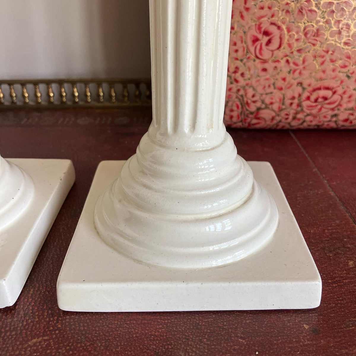 Creamware candlesticks