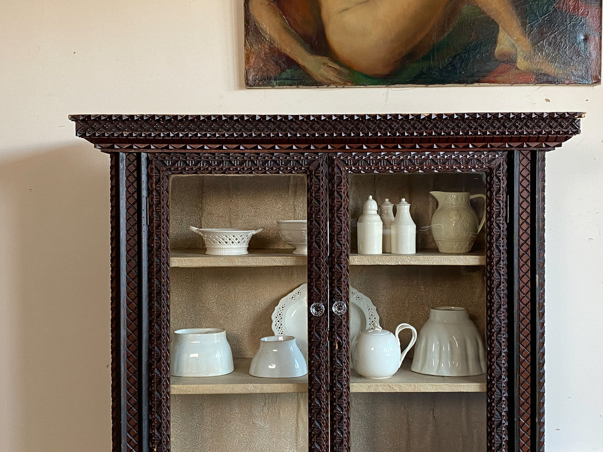 Early 20th Century Chip Carved Cabinet