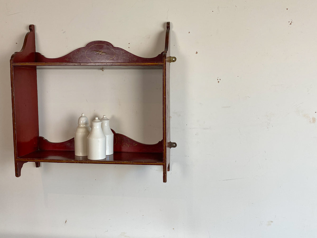 19th Century Red Lacquer Shelves