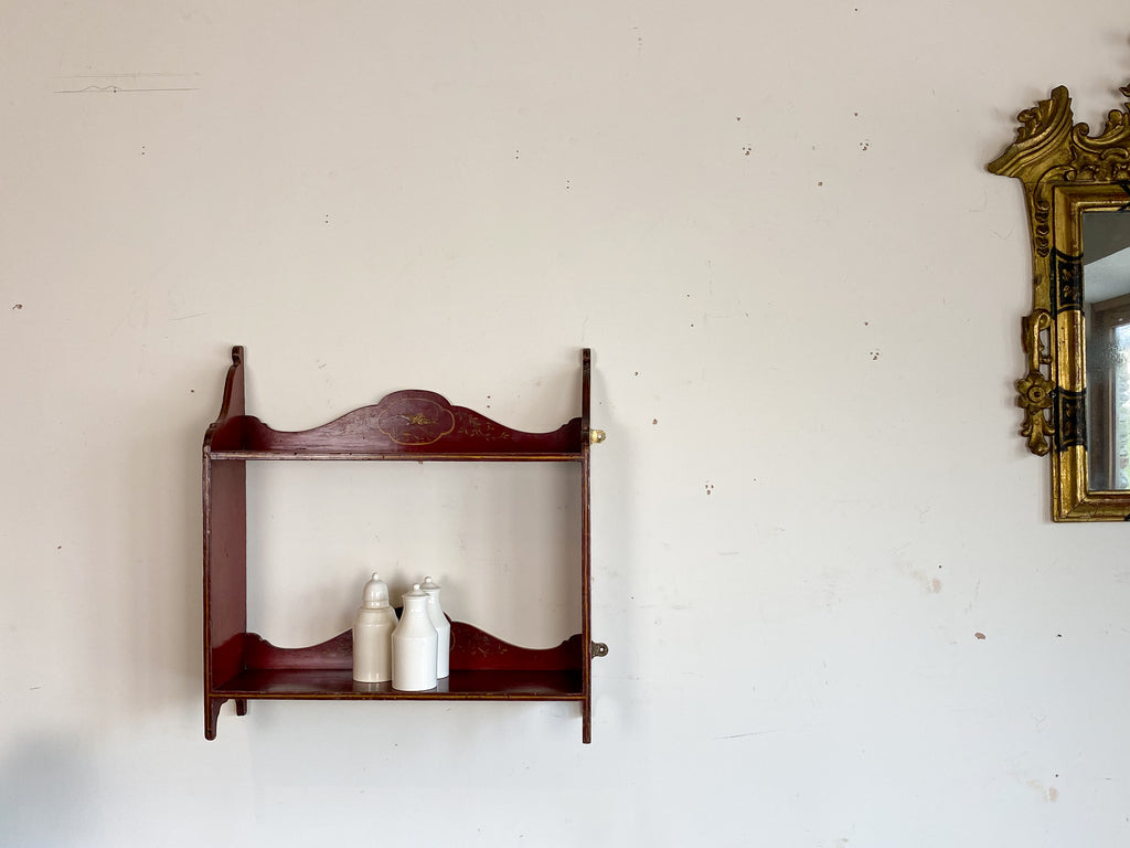 19th Century Red Lacquer Shelves