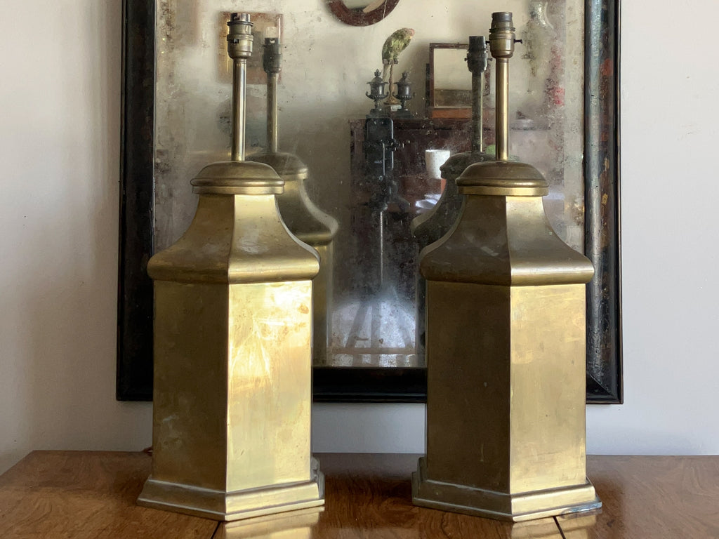 A Pair of Mid Century Brass Lamps