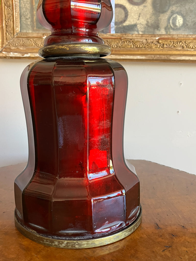 A 19th Century Ruby Glass Lamp Base