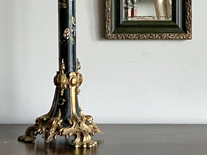 A William IV Toleware and Ormolu Lamp