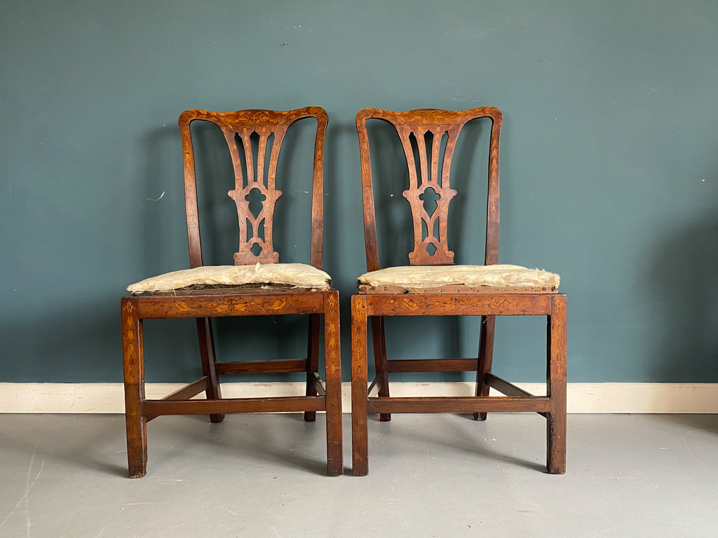 A Pair of Early 19th Century Marquetry Chairs