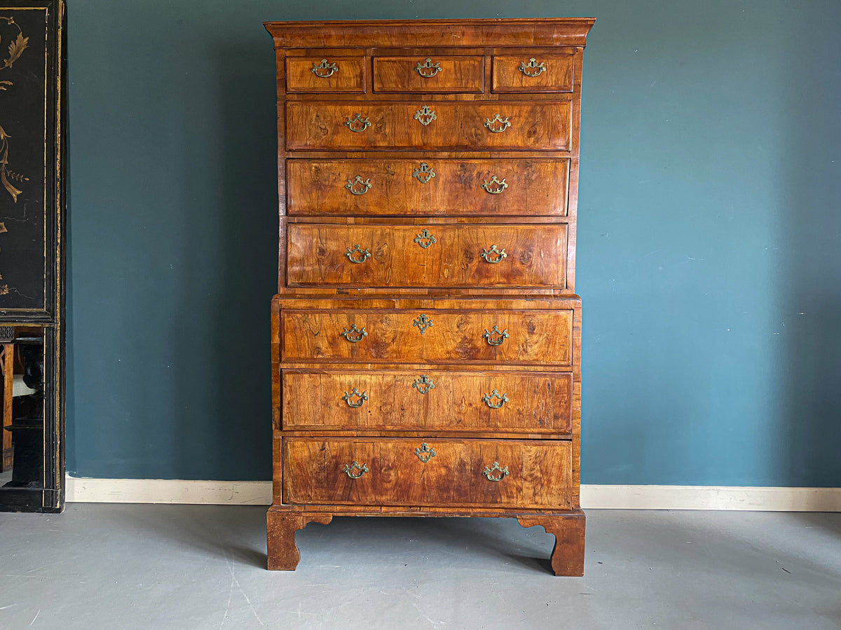 George II Walnut Chest on Chest