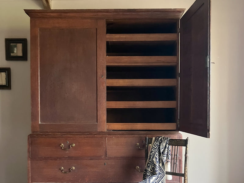 A George III Oak Press Cupboard