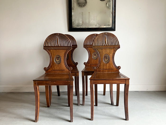 A Set of Early 19th Century Mahogany Hall Chairs