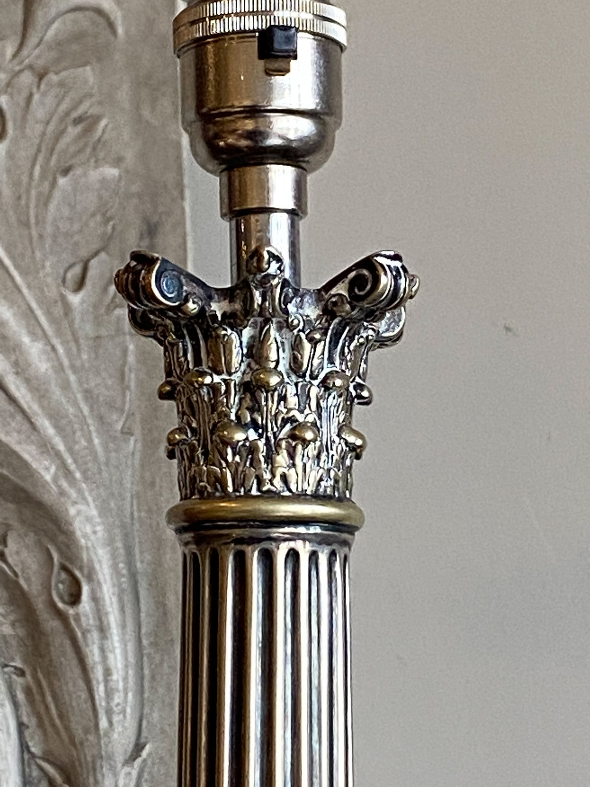 Late 19th Century Silver Plated Corinthian Column Lamp