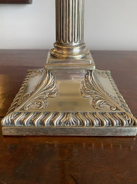 Late 19th Century Silver Plate Corinthian Column Lamp