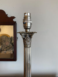 Late 19th Century Silver Plate Corinthian Column Lamp