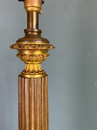 19th Century French Brass Column Lamp