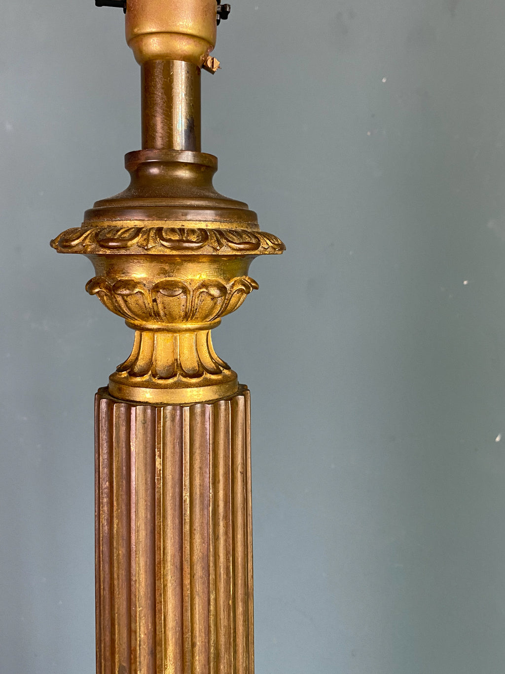 19th Century French Brass Column Lamp