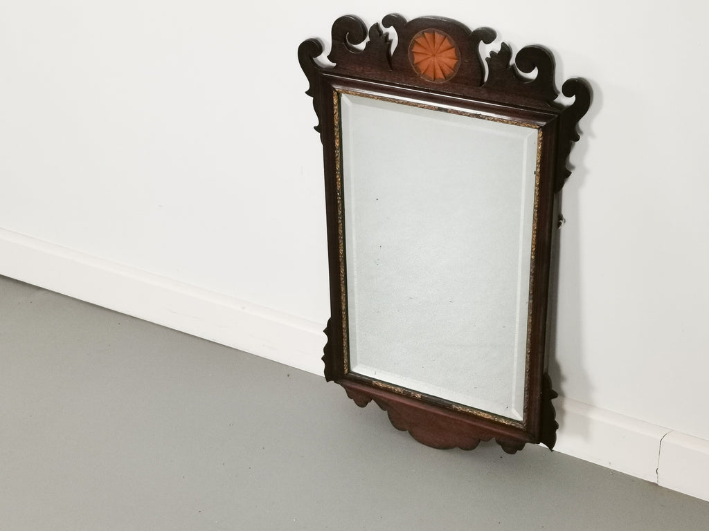 19th Century Mahogany Inlaid Pier Mirror
