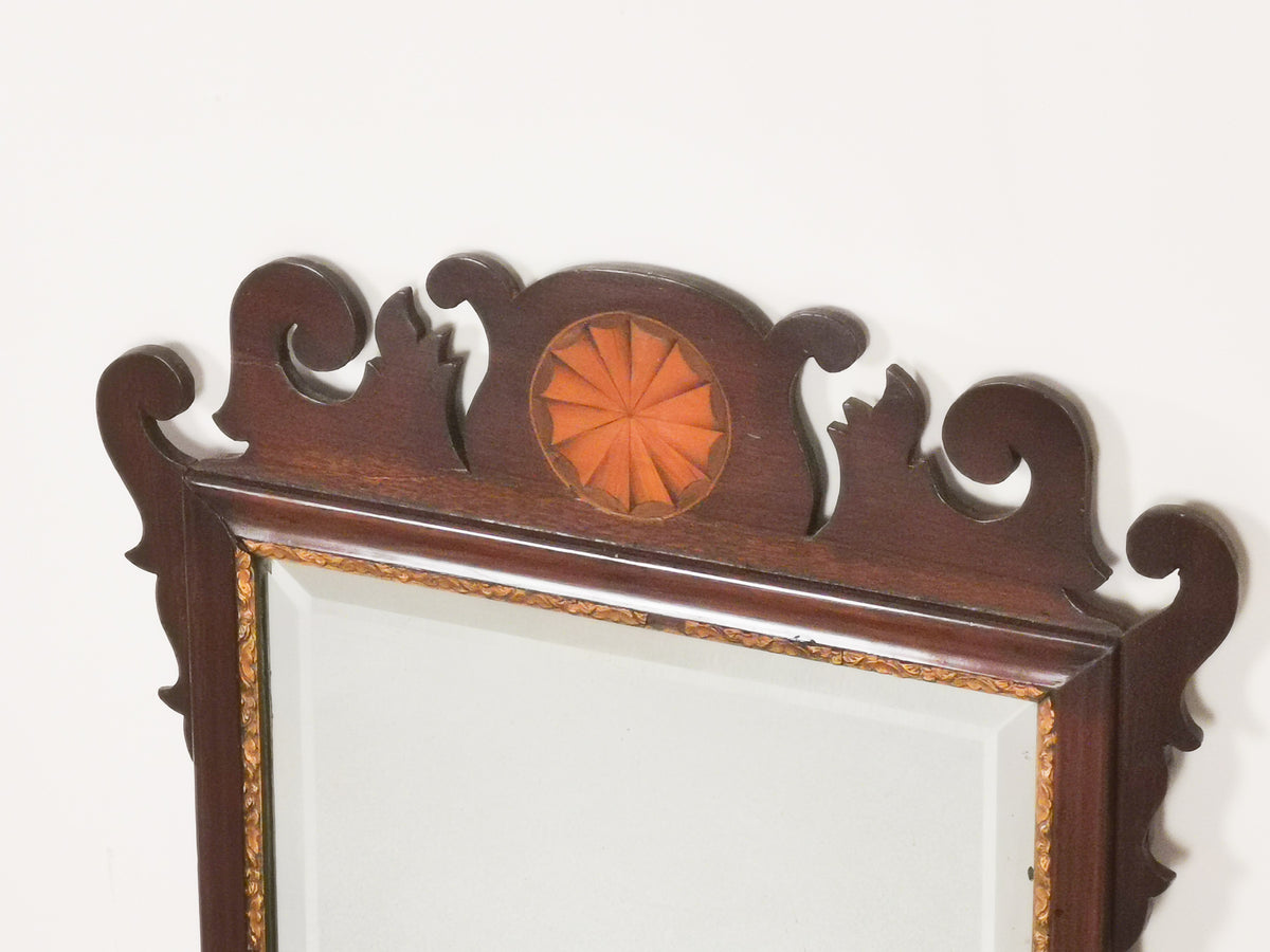 19th Century Mahogany Inlaid Pier Mirror