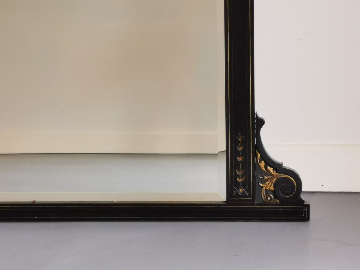 Large 19th Century Ebonised Over Mantel Mirror