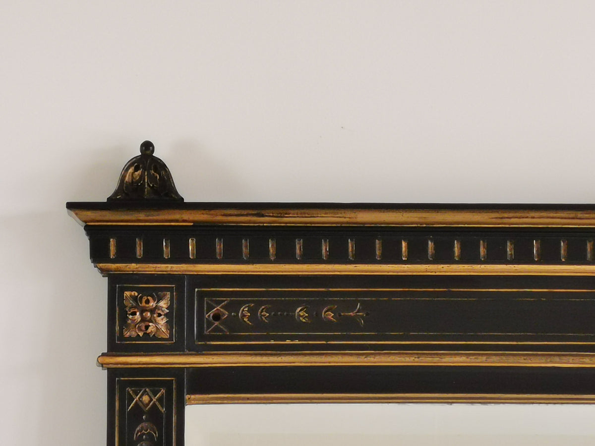 Large 19th Century Ebonised Over Mantel Mirror