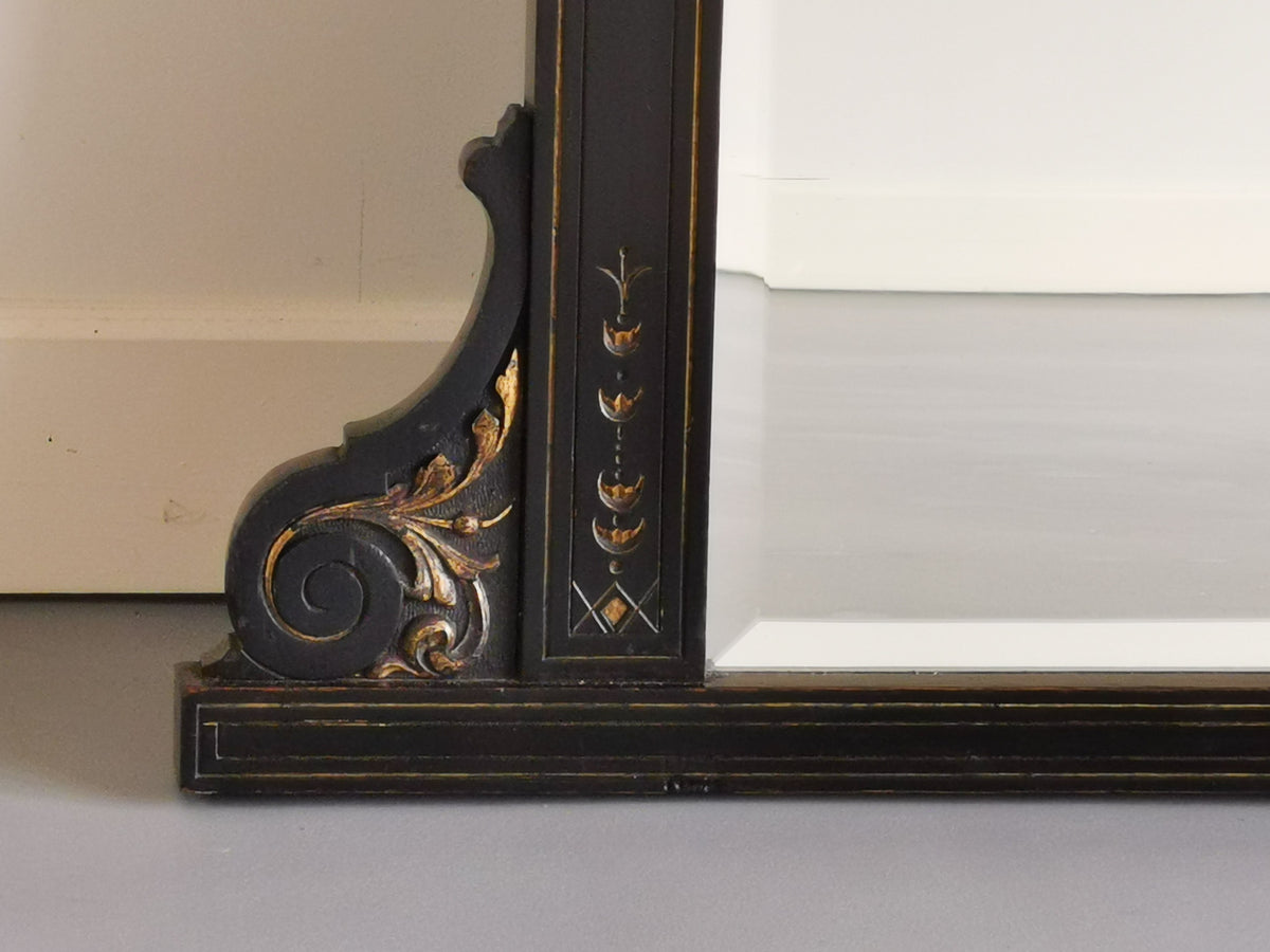 Large 19th Century Ebonised Over Mantel Mirror