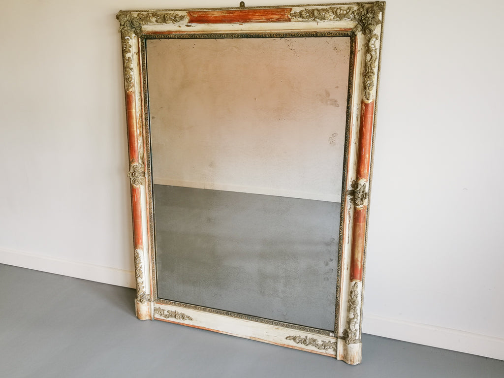 Large 19th Century Painted and Gilt Mirror
