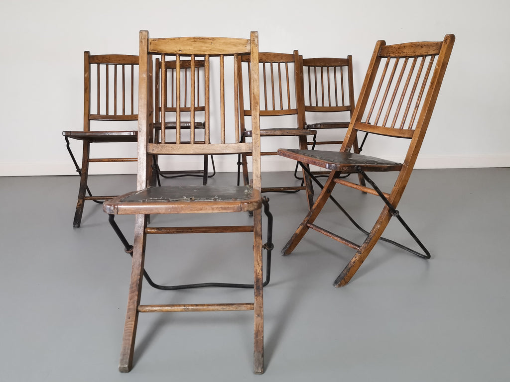 A Set of Six 1920's Folding Chapel Chairs