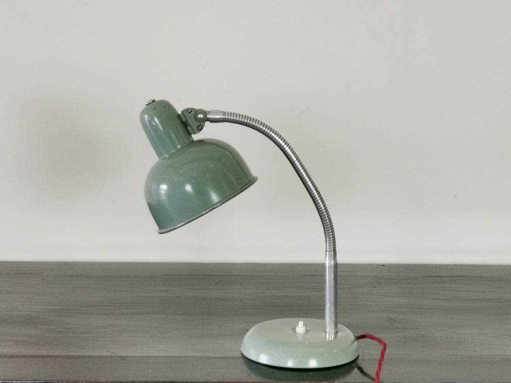 1950's Green Enamel Industrial Desk Lamp