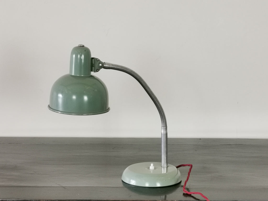 1950's Green Enamel Industrial Desk Lamp