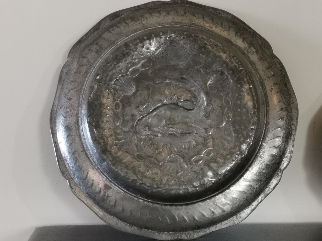 Antique French Medieval Pewter Plate