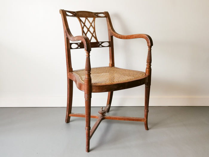 19th Century Satinwood Carver Chair