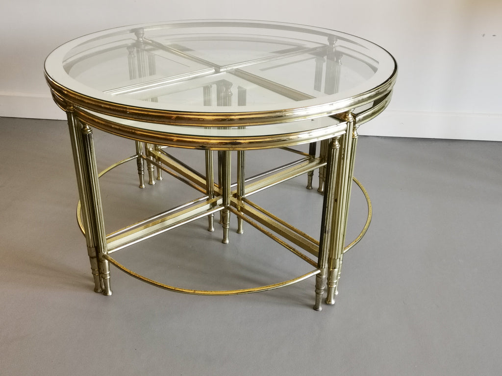 Mid Century Gilt Brass and Glass Coffee Table