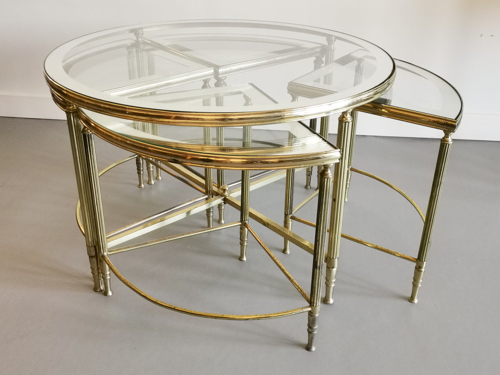 Mid Century Gilt Brass and Glass Coffee Table