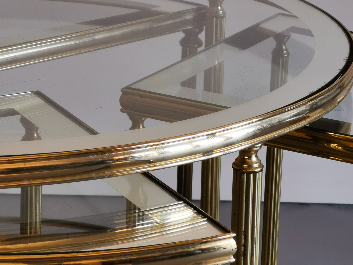 Mid Century Gilt Brass and Glass Coffee Table