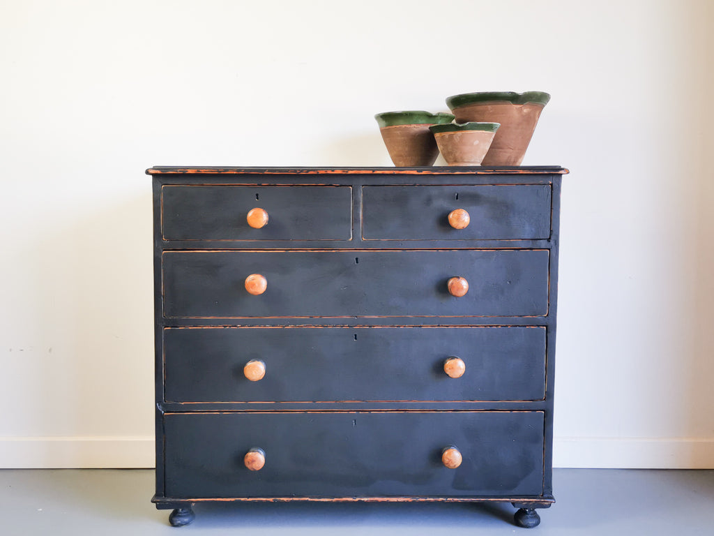 Heals of London Ebonised Chest of Drawers