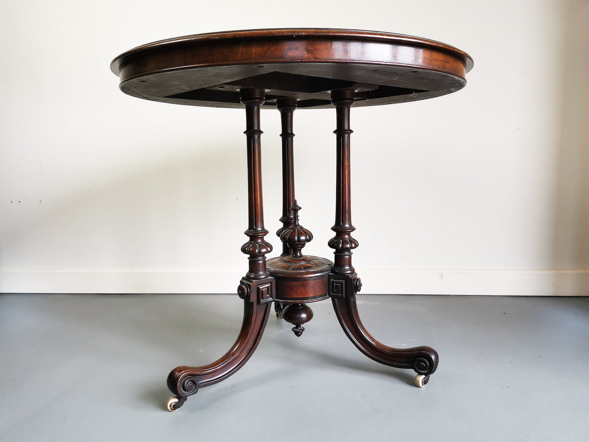 Victorian Mahogany and Burr Walnut Table