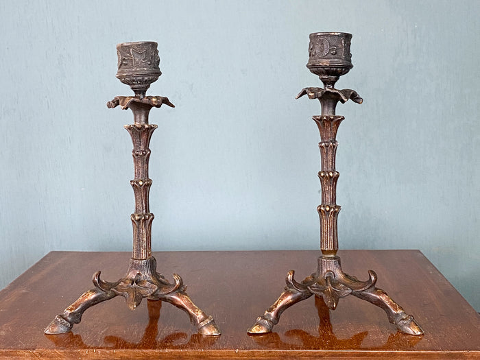 French Naturalistic Art Nouveau Candlesticks