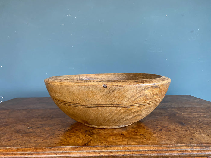 English Mid 19th Century Elm Dairy Bowl