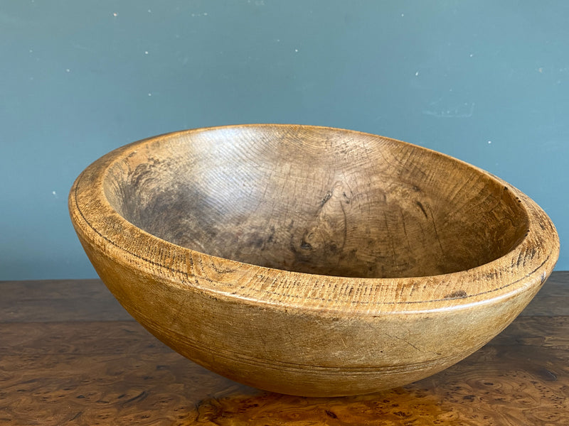 English Mid 19th Century Elm Dairy Bowl