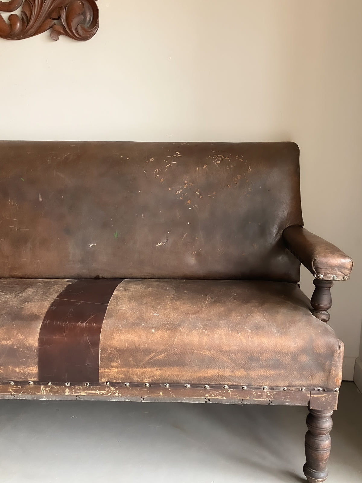 A Large Mid 19th Century Leather Seat