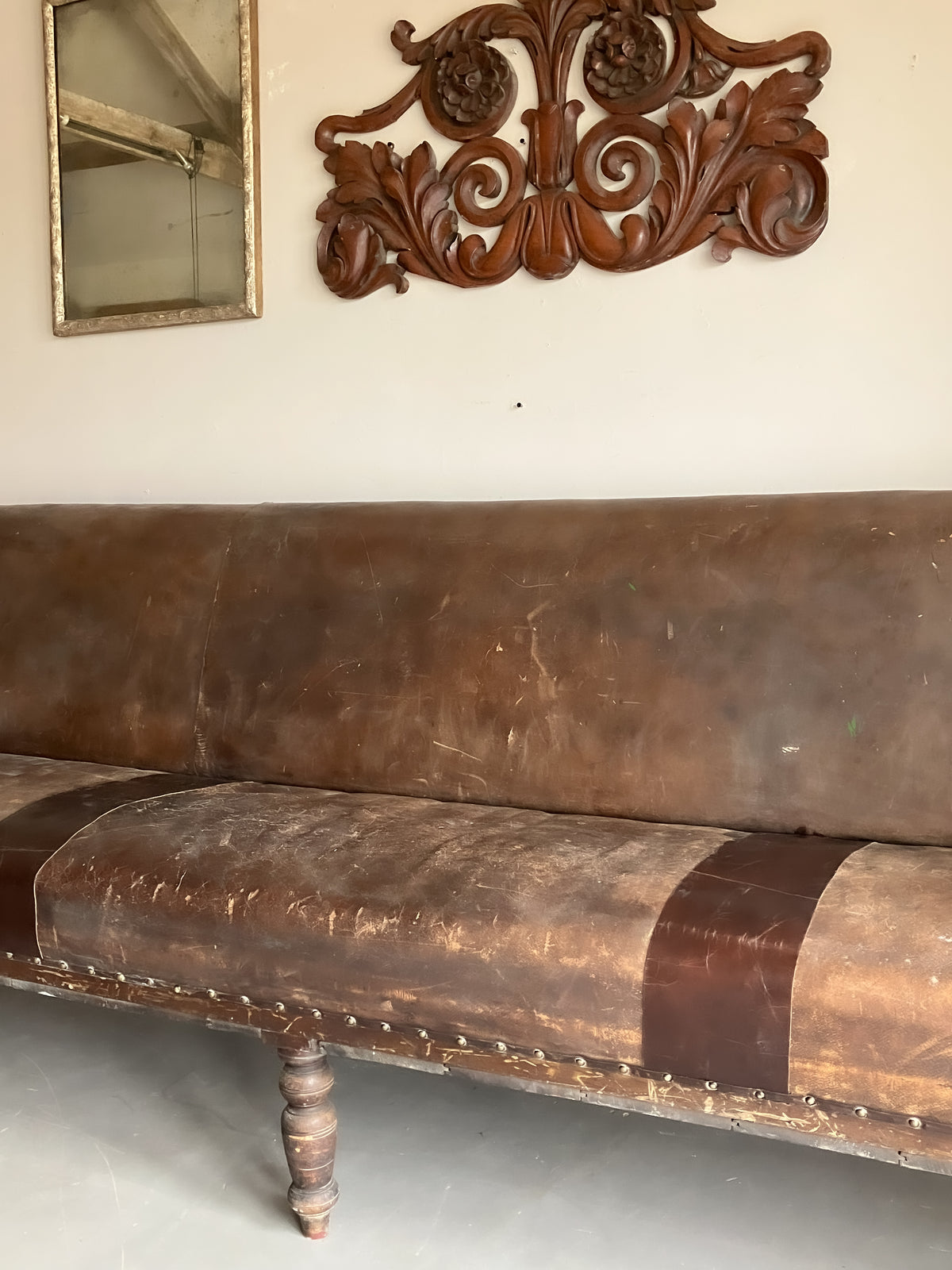 A Large Mid 19th Century Leather Seat