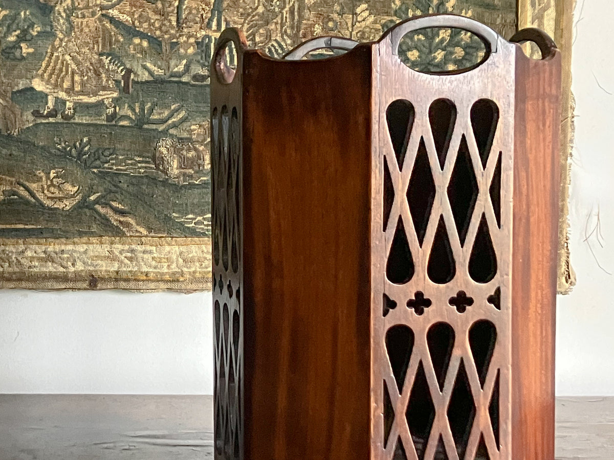 A 19th Century Mahogany Fretwork Bin