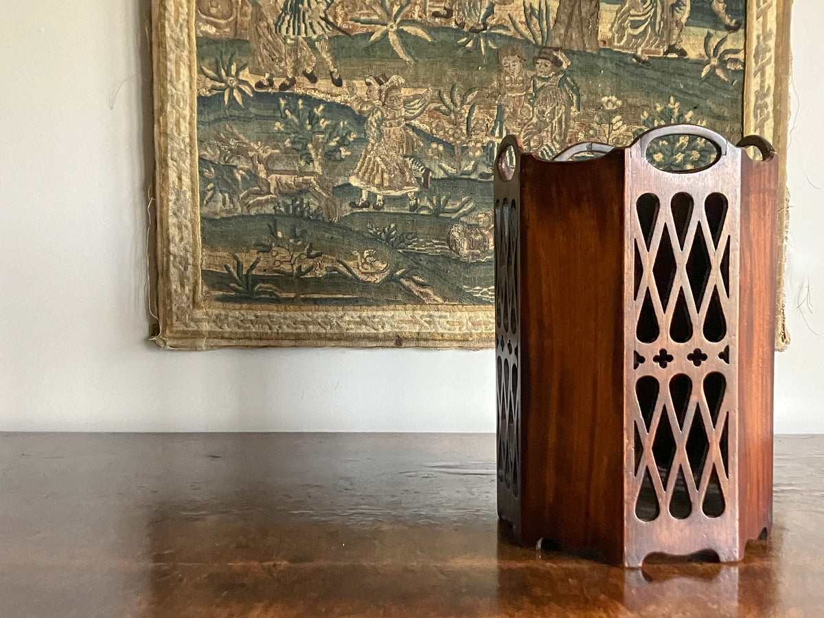 A 19th Century Mahogany Fretwork Bin