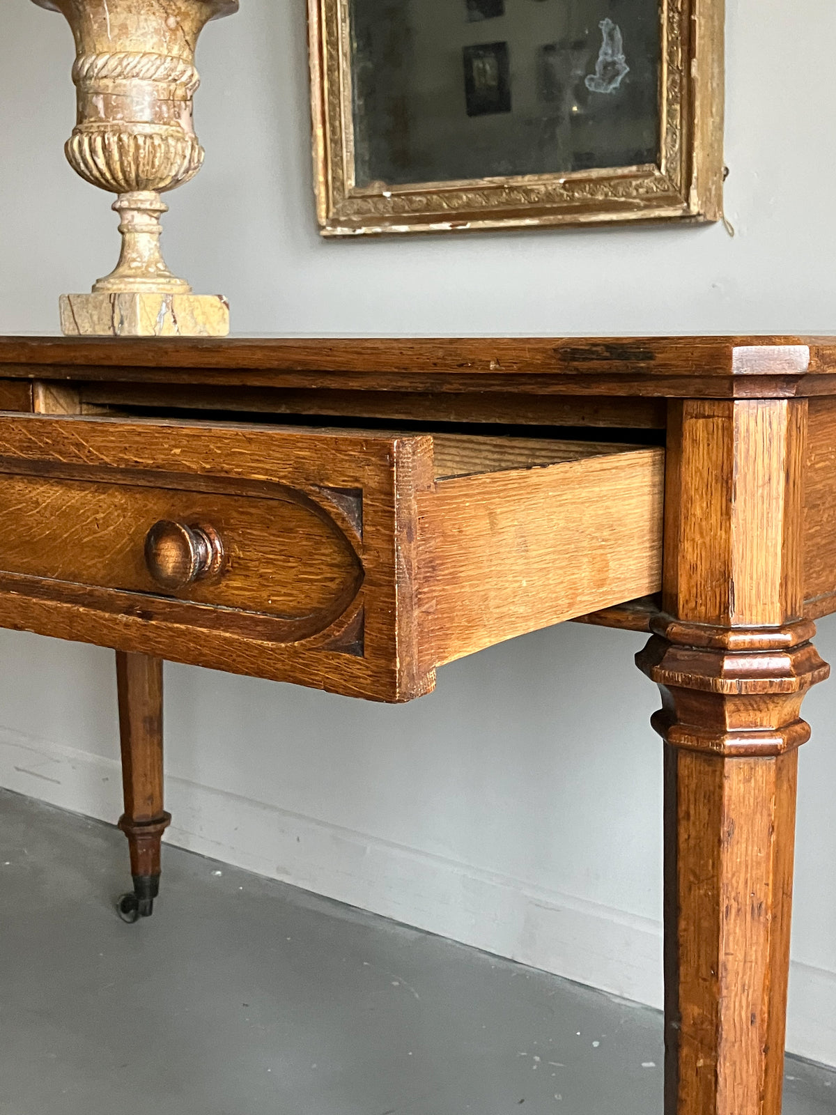 A Regency Gothic Oak Library Table