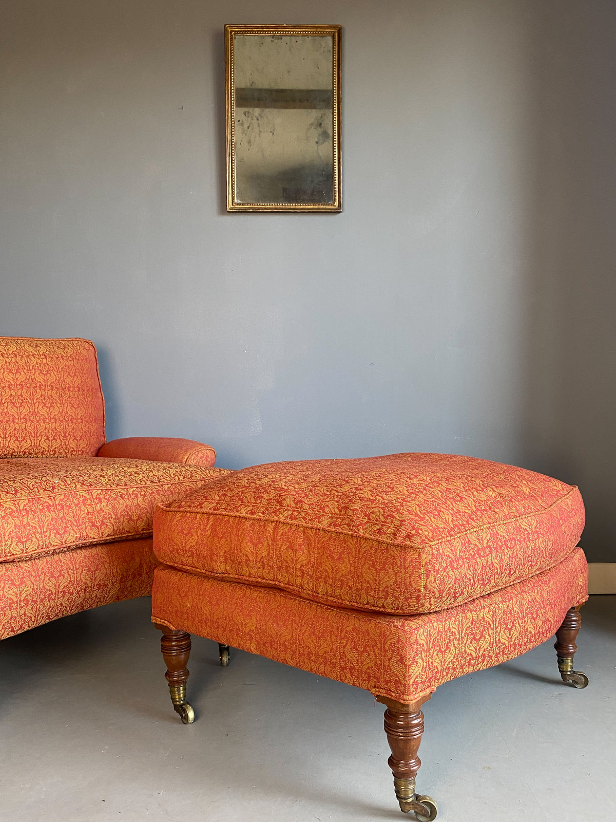 Late 19th Century Howard & Sons Armchair & Footstool